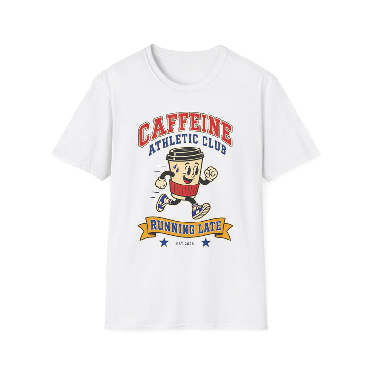 Caffeine Athletic Club T-Shirt – Running Late Coffee Graphic Tee