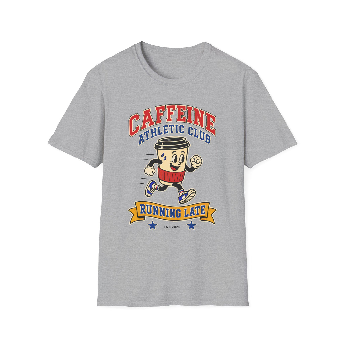 Caffeine Athletic Club T-Shirt – Running Late Coffee Graphic Tee