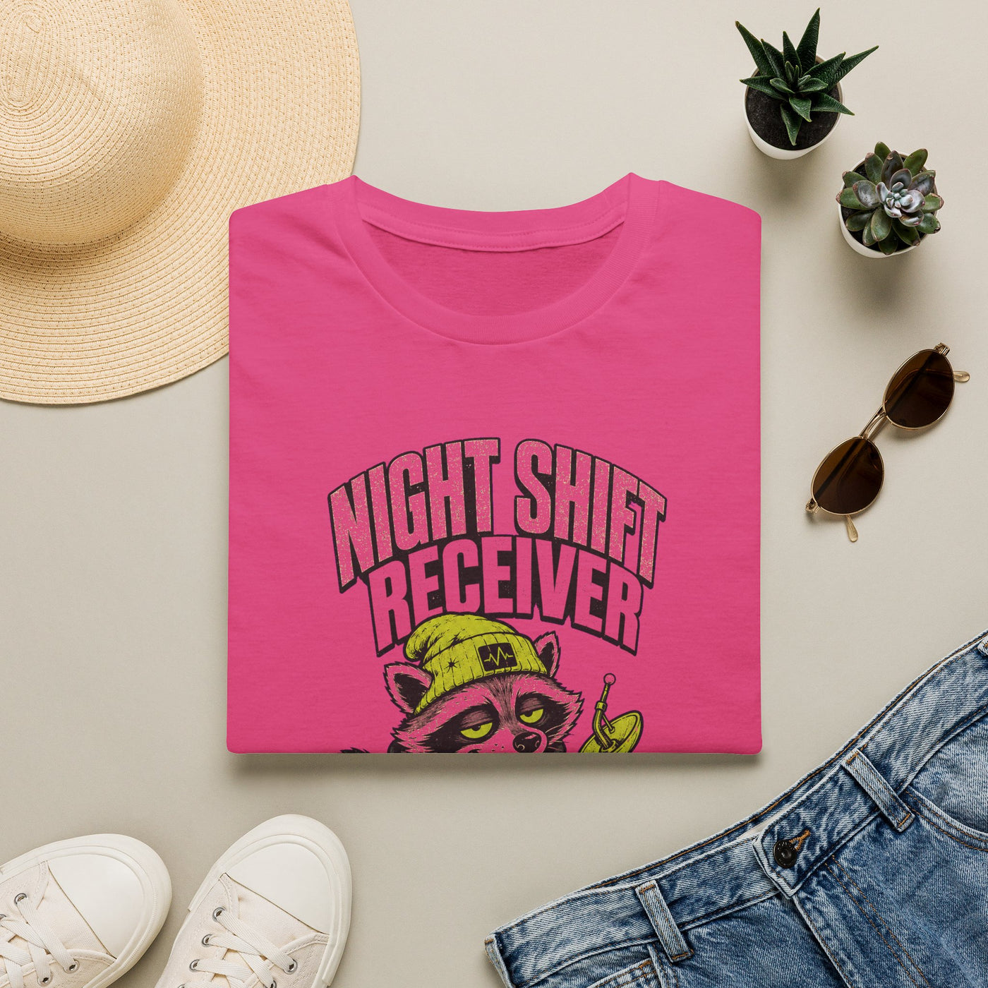 Night Shift Receiver Raccoon Graphic T-Shirt — Odd Signal