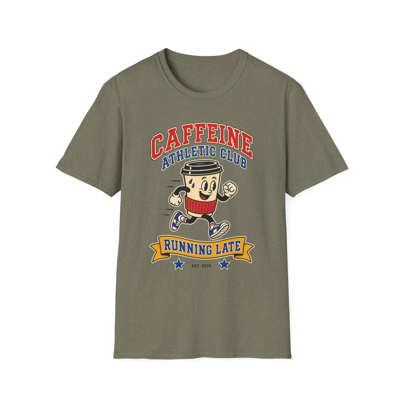 Caffeine Athletic Club T-Shirt – Running Late Coffee Graphic Tee